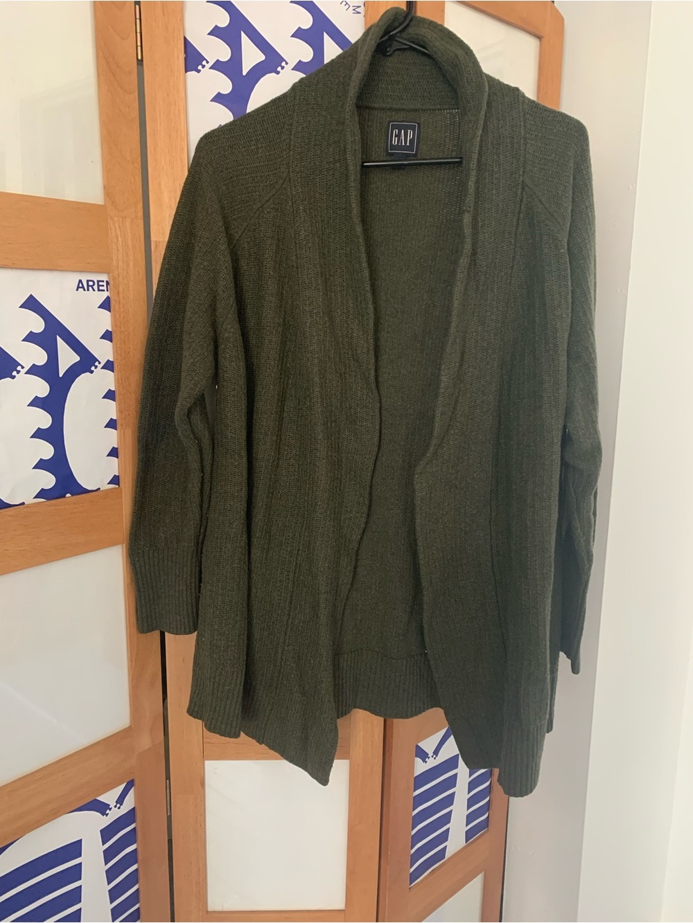 GAP Women's Open-Front Olive Green Knit Cardigan Sweater